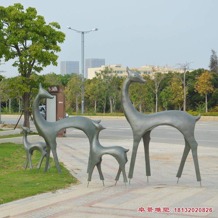 公園抽象鹿銅雕